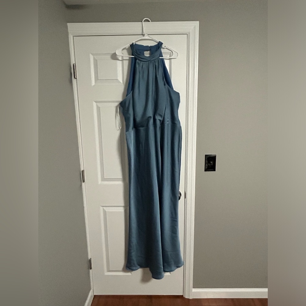 Dusty Blue Halter Neck Dress